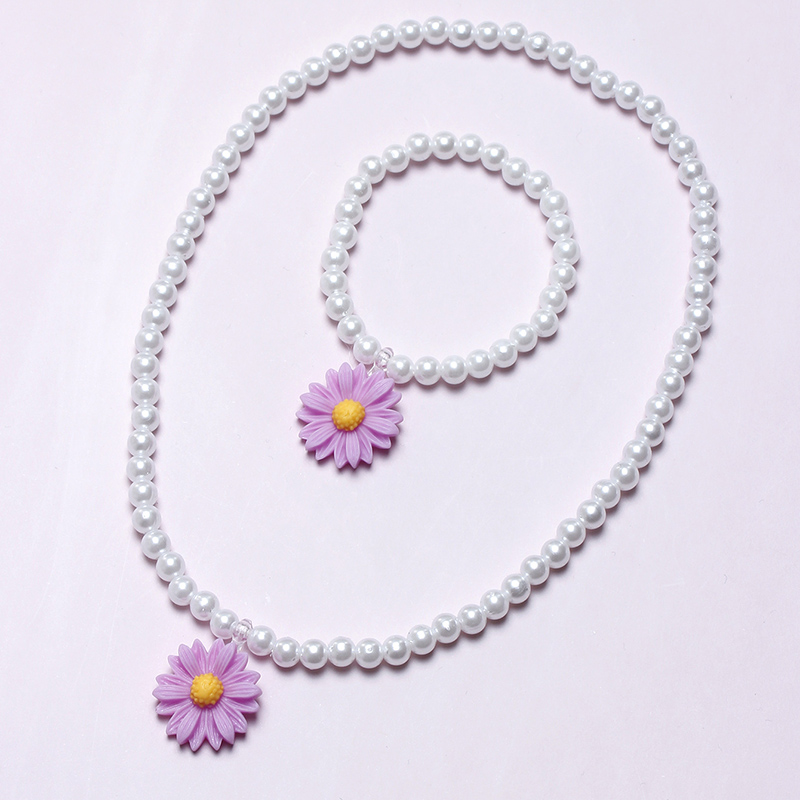 Cute Pastoral Flower Plastic Resin Beaded Handmade Girl's Bracelets Necklace display picture 1