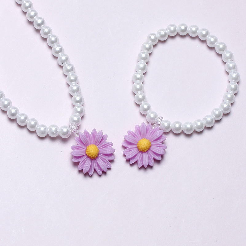 Cute Pastoral Flower Plastic Resin Beaded Handmade Girl's Bracelets Necklace display picture 2