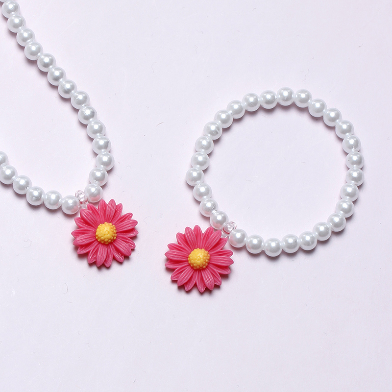 Cute Pastoral Flower Plastic Resin Beaded Handmade Girl's Bracelets Necklace display picture 10