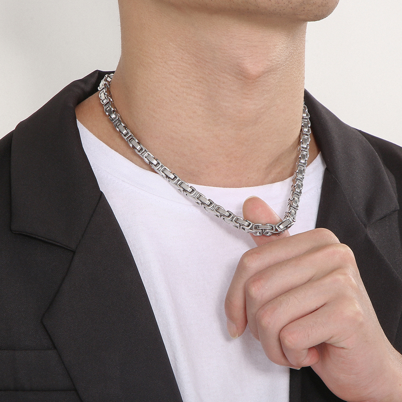 Hip-hop Punk Solid Color Stainless Steel Patchwork Men's Layered Necklaces display picture 3
