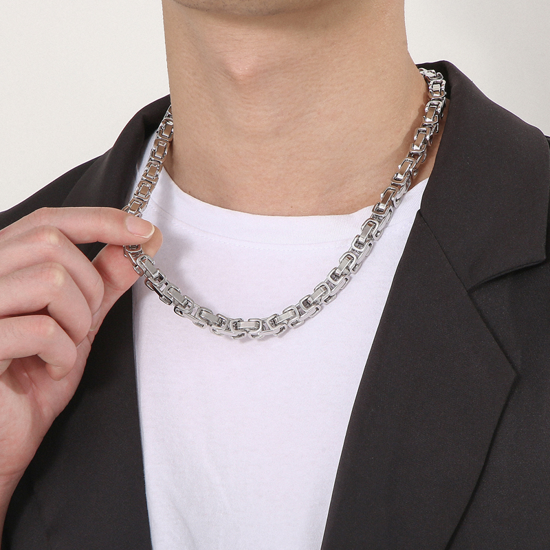 Hip-hop Punk Solid Color Stainless Steel Patchwork Men's Layered Necklaces display picture 5
