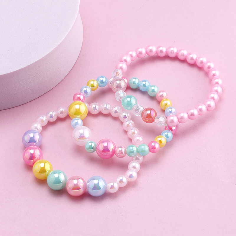 Cute Sweet Round Multicolor Beaded Plastic Wholesale Bracelets display picture 1