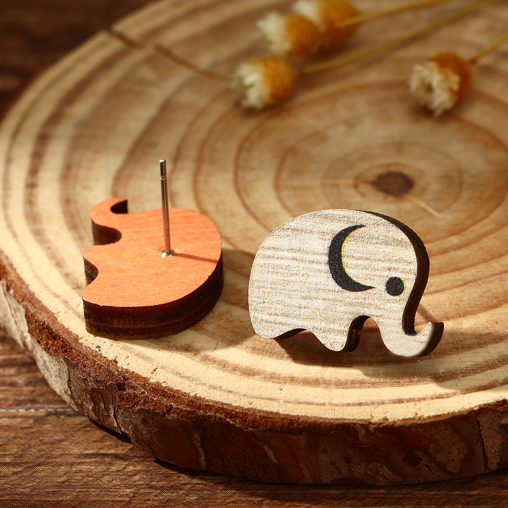 Cute Animal Letter Heart Shape Wood Women's Ear Studs display picture 10