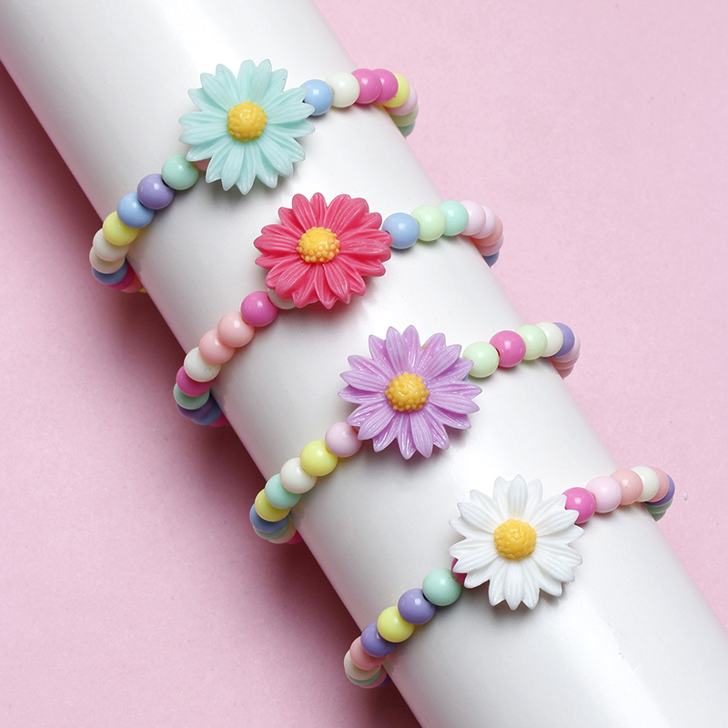 Cute Sweet Flower Plastic Resin Beaded Girl's Bracelets display picture 2