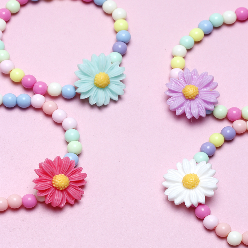 Cute Sweet Flower Plastic Resin Beaded Girl's Bracelets display picture 1