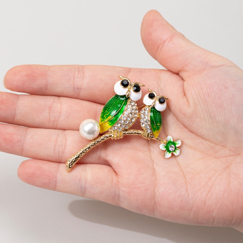 Elegant Bird Alloy Inlay Artificial Pearls Rhinestones Women's Brooches 1 Piece display picture 2