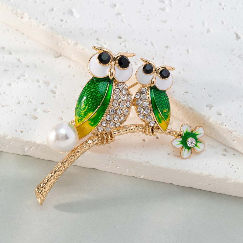 Elegante Pájaro Aleación Embutido Perlas Artificiales Diamantes De Imitación Mujeres Broches 1 Pieza display picture 1