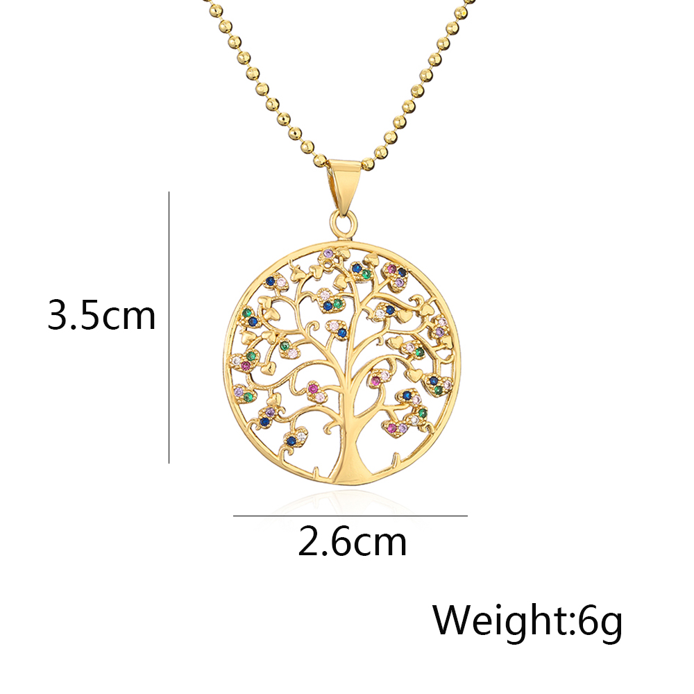 Modern Style Artistic Tree Heart Shape Copper 18k Gold Plated Zircon Pendant Necklace In Bulk display picture 1