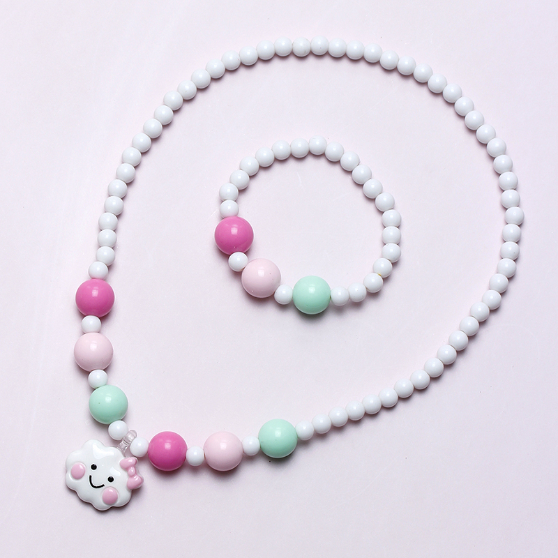 Cute Sweet Pastoral Clouds Plastic Resin Beaded Girl's Bracelets Necklace display picture 5
