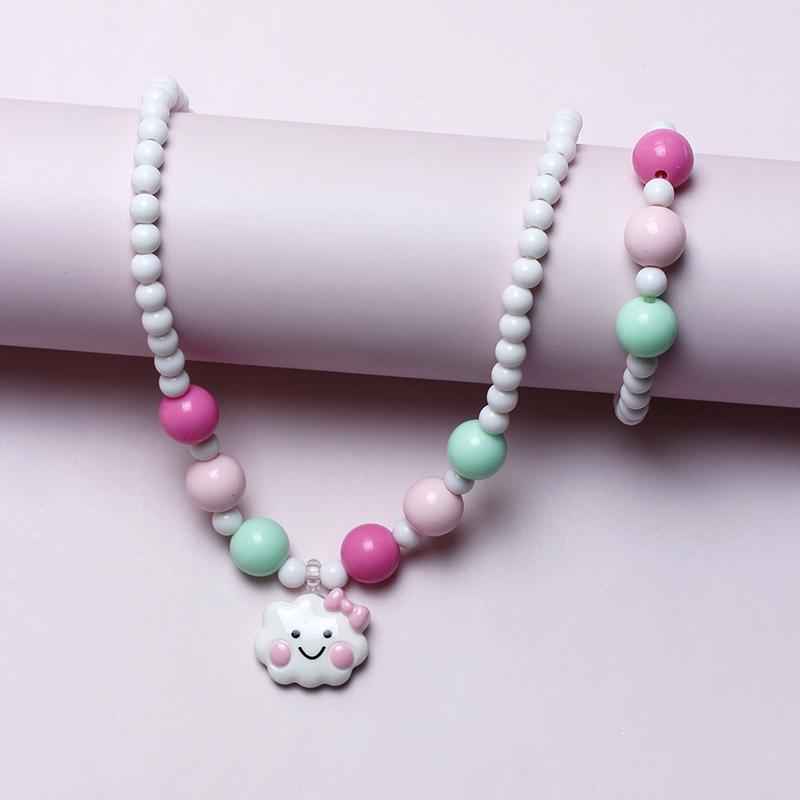Cute Sweet Pastoral Clouds Plastic Resin Beaded Girl's Bracelets Necklace display picture 1