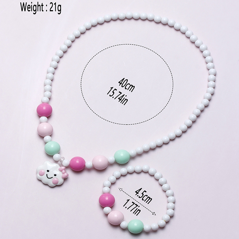Cute Sweet Pastoral Clouds Plastic Resin Beaded Girl's Bracelets Necklace display picture 4