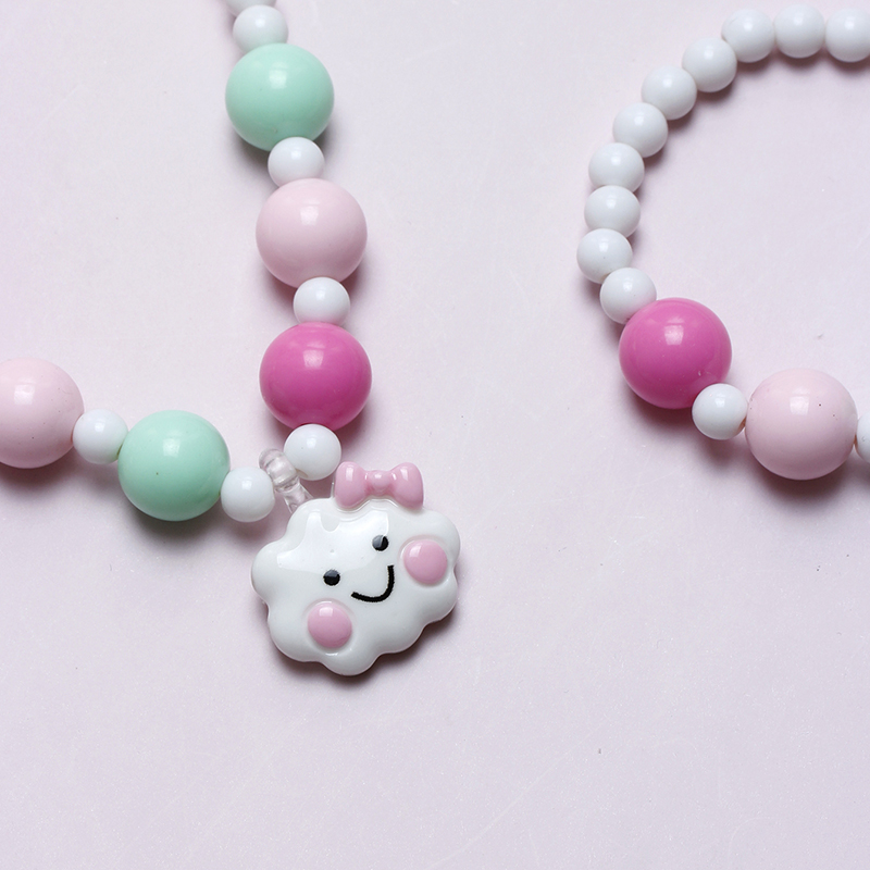 Cute Sweet Pastoral Clouds Plastic Resin Beaded Girl's Bracelets Necklace display picture 3