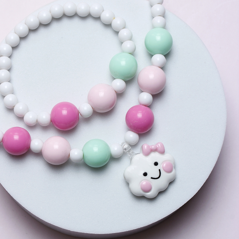 Cute Sweet Pastoral Clouds Plastic Resin Beaded Girl's Bracelets Necklace display picture 2