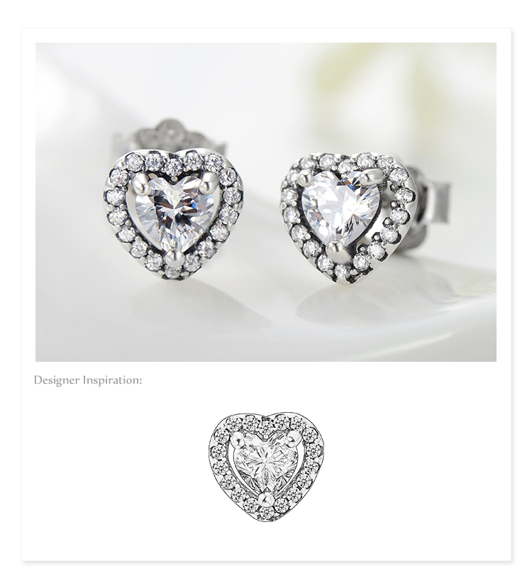 1 Pair Sweet Heart Shape Plating Three-dimensional Inlay Sterling Silver Zircon Ear Studs display picture 1