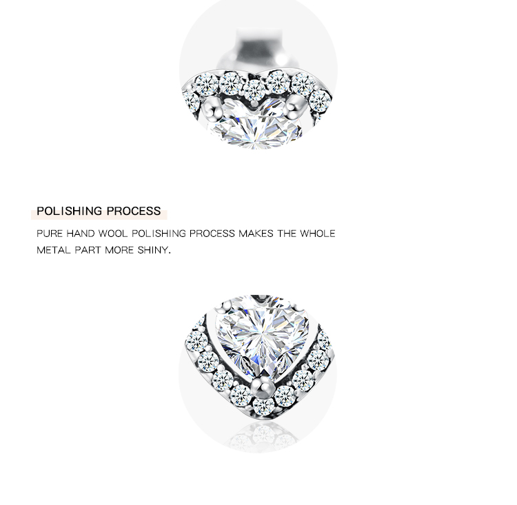 1 Pair Sweet Heart Shape Plating Three-dimensional Inlay Sterling Silver Zircon Ear Studs display picture 3