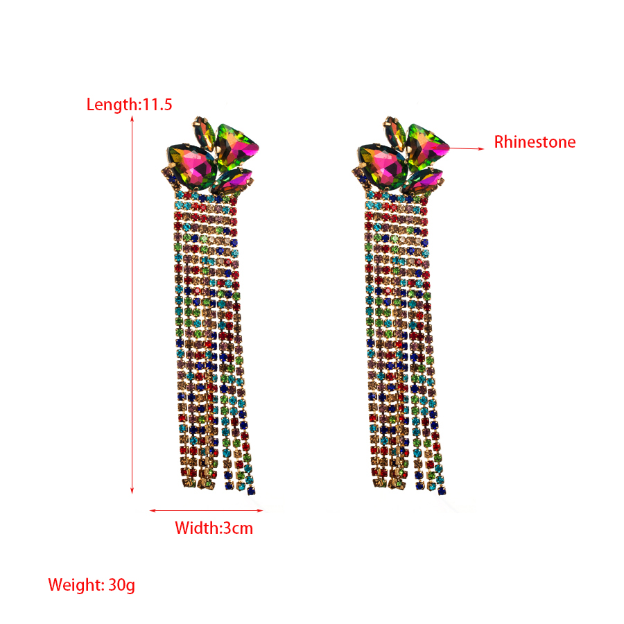 1 Pair Glam Classic Style Tassel Plating Inlay Alloy Rhinestones Glass Gold Plated Drop Earrings display picture 1