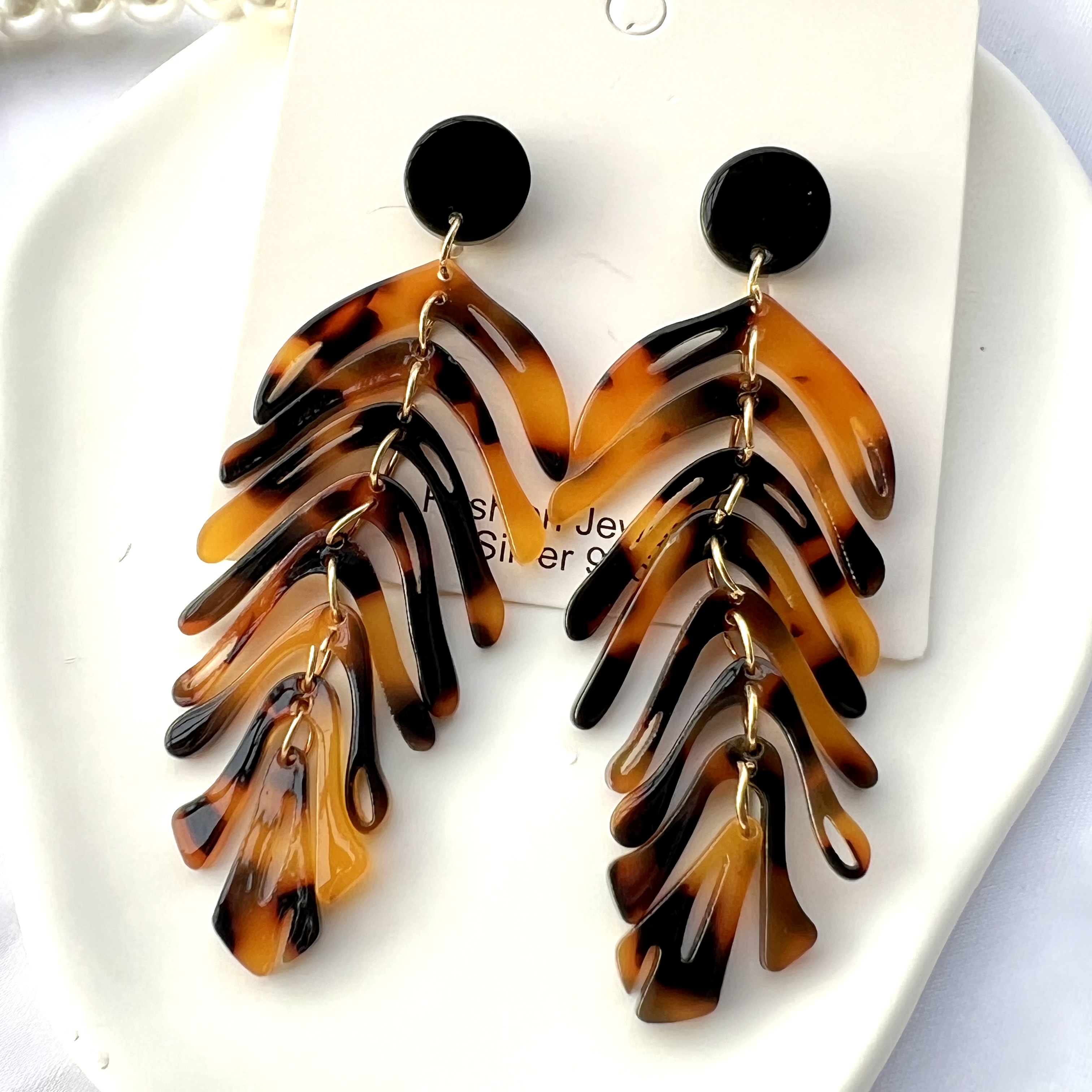 1 Paire Exagéré Plage Feuilles Arylique Alliage Boucles D'oreilles display picture 7