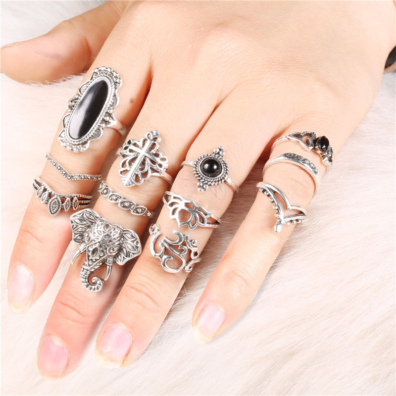 Retro Punk Schildkröte Runden Schlange Legierung Überzug Aushöhlen Inlay Künstliche Edelsteine Opal Vergoldet Versilbert Frau Offener Ring Ringe display picture 18