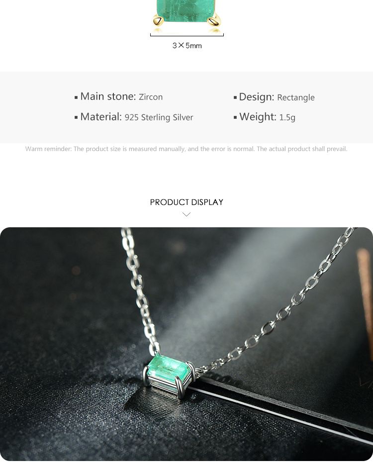 Ins Style Casual Rectangle Sterling Silver Plating Inlay Gem 14k Gold Plated Rhodium Plated Necklace display picture 4