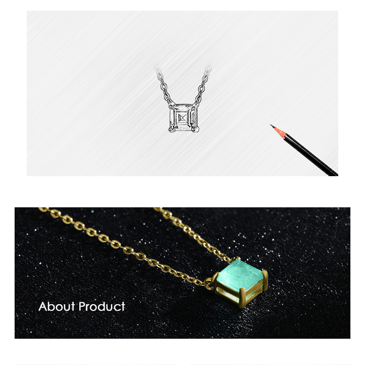 Ins Style Simple Style Square Sterling Silver Plating Inlay Gem 14k Gold Plated Rhodium Plated Necklace display picture 2