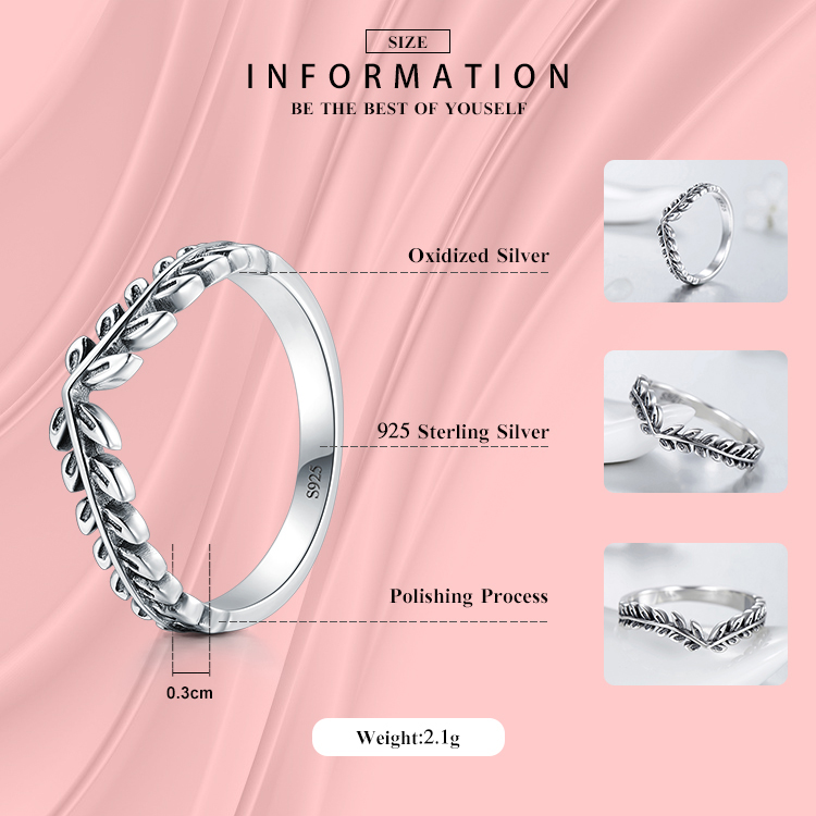 Ins Style Simple Style Leaves Sterling Silver Plating Inlay Zircon Rings display picture 2