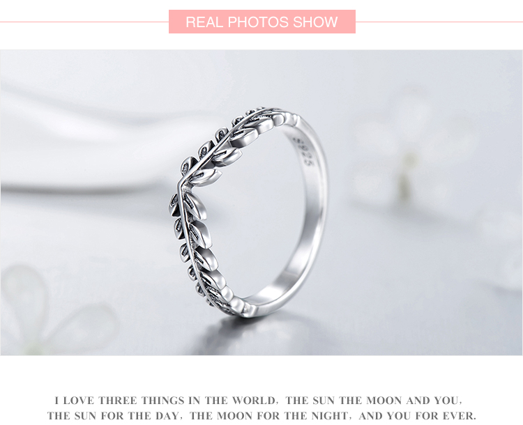 Ins Style Simple Style Leaves Sterling Silver Plating Inlay Zircon Rings display picture 4