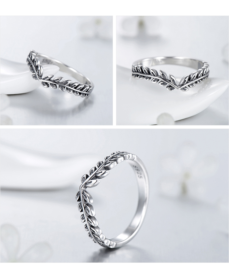 Ins Style Simple Style Leaves Sterling Silver Plating Inlay Zircon Rings display picture 5