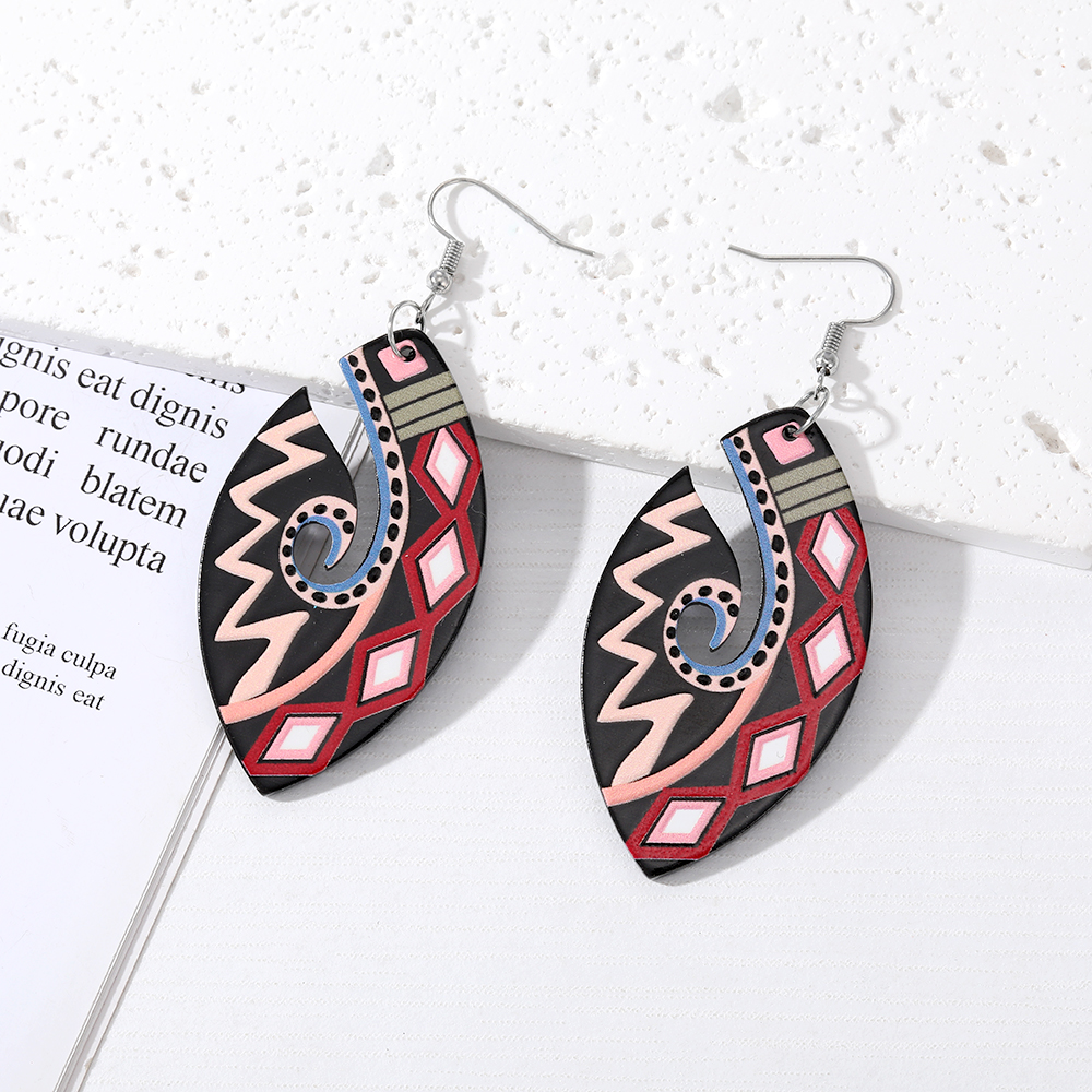 Ethnic Style Leaf Color Block Arylic Plate Resin Women's Drop Earrings display picture 2