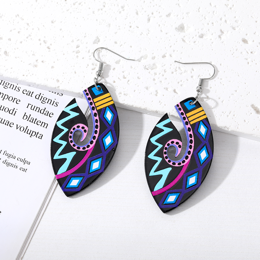 Ethnic Style Leaf Color Block Arylic Plate Resin Women's Drop Earrings display picture 4