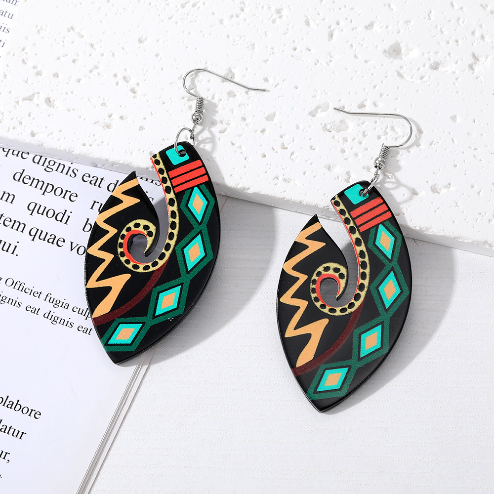 Ethnic Style Leaf Color Block Arylic Plate Resin Women's Drop Earrings display picture 3