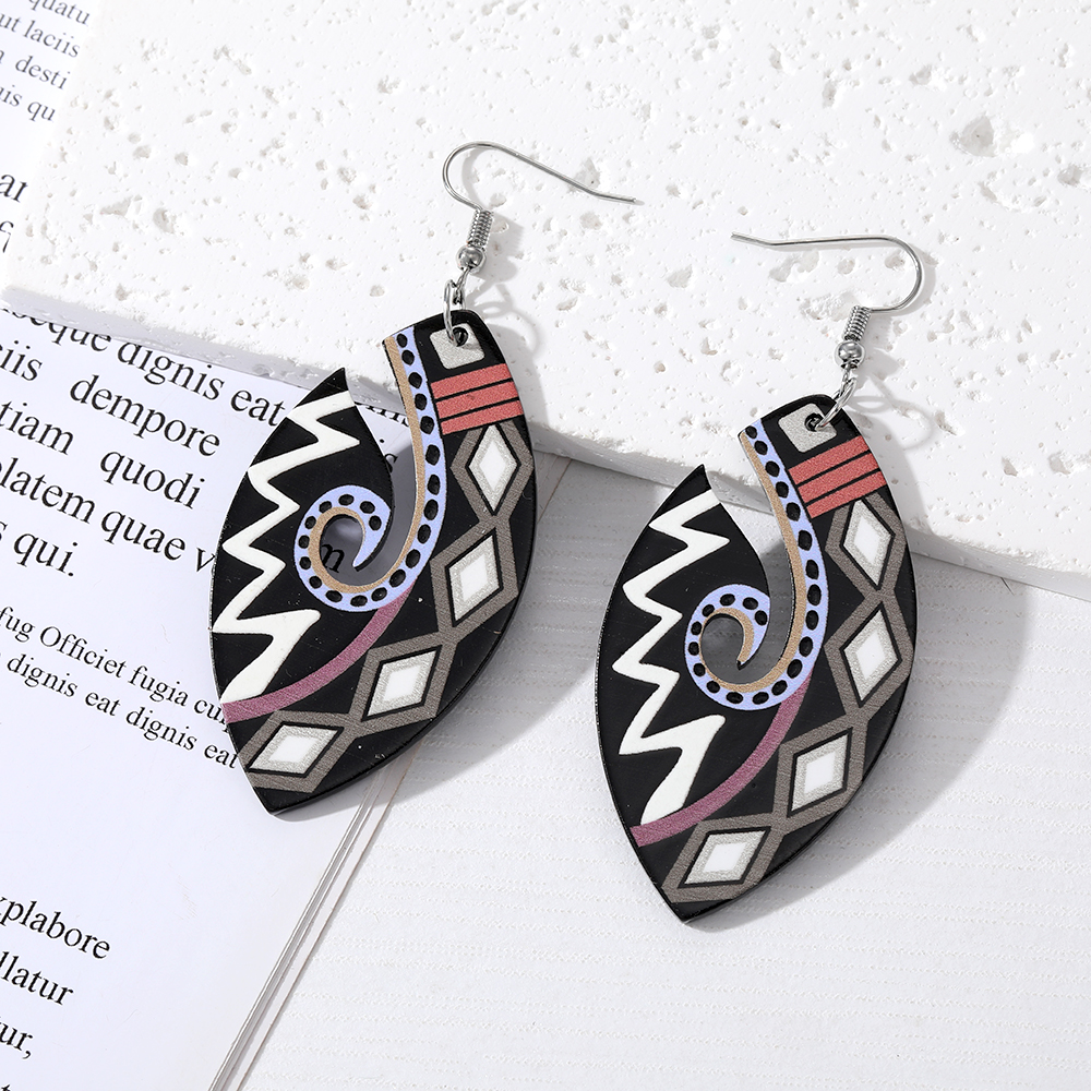 Ethnic Style Leaf Color Block Arylic Plate Resin Women's Drop Earrings display picture 1