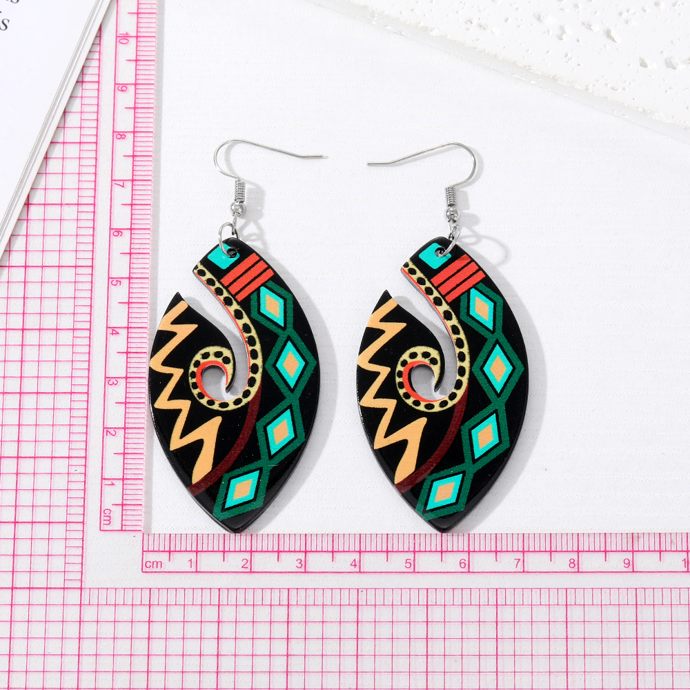 Ethnic Style Leaf Color Block Arylic Plate Resin Women's Drop Earrings display picture 5