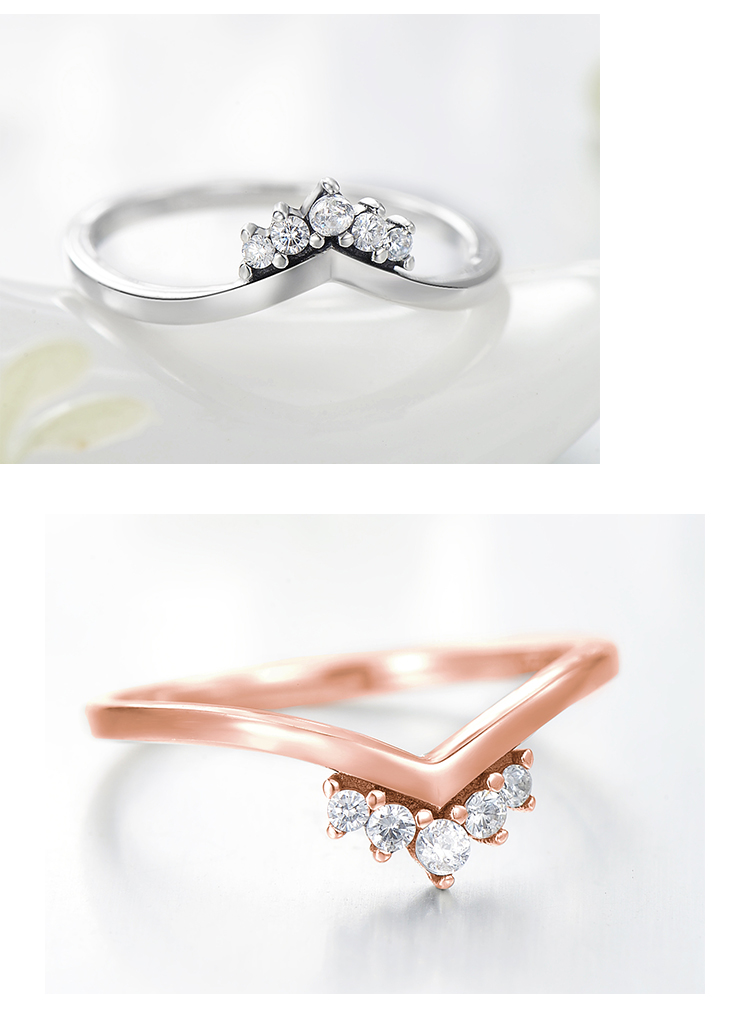 Simple Style Crown Sterling Silver Plating Inlay Zircon Rose Gold Plated Rings display picture 6