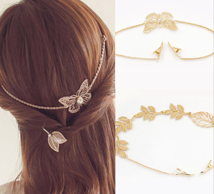Fairy Style Leaves Butterfly Alloy Plating Hair Band display picture 3
