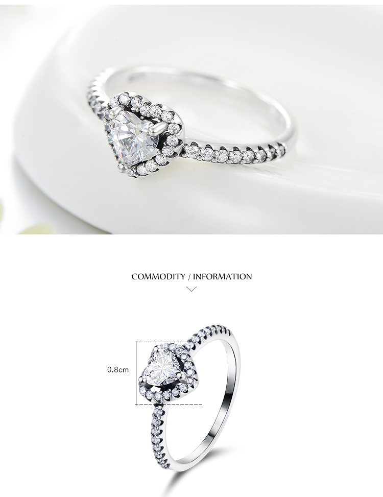 Elegant Herzform Sterling Silber Überzug Inlay Zirkon Ringe display picture 4