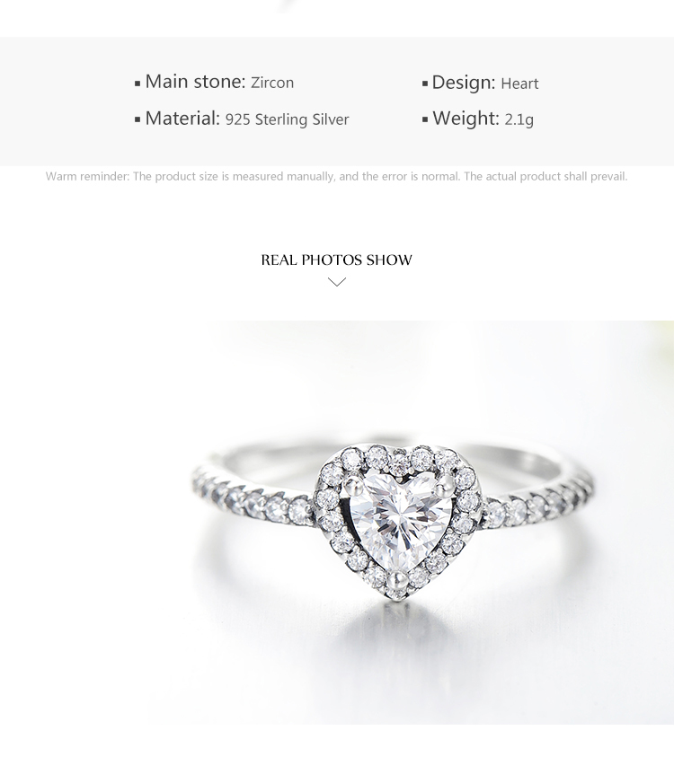 Elegant Heart Shape Sterling Silver Plating Inlay Zircon Rings display picture 5