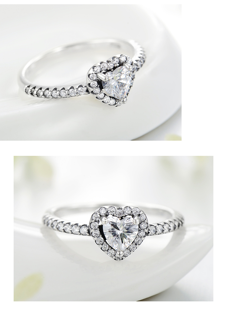 Elegant Heart Shape Sterling Silver Plating Inlay Zircon Rings display picture 6
