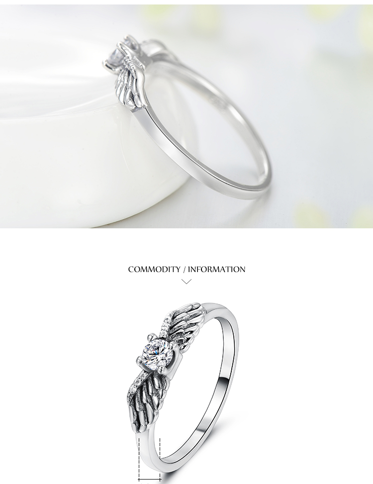 Vintage Style Angel Wings Sterling Silver Plating Inlay Zircon Thai Silver Rings display picture 4