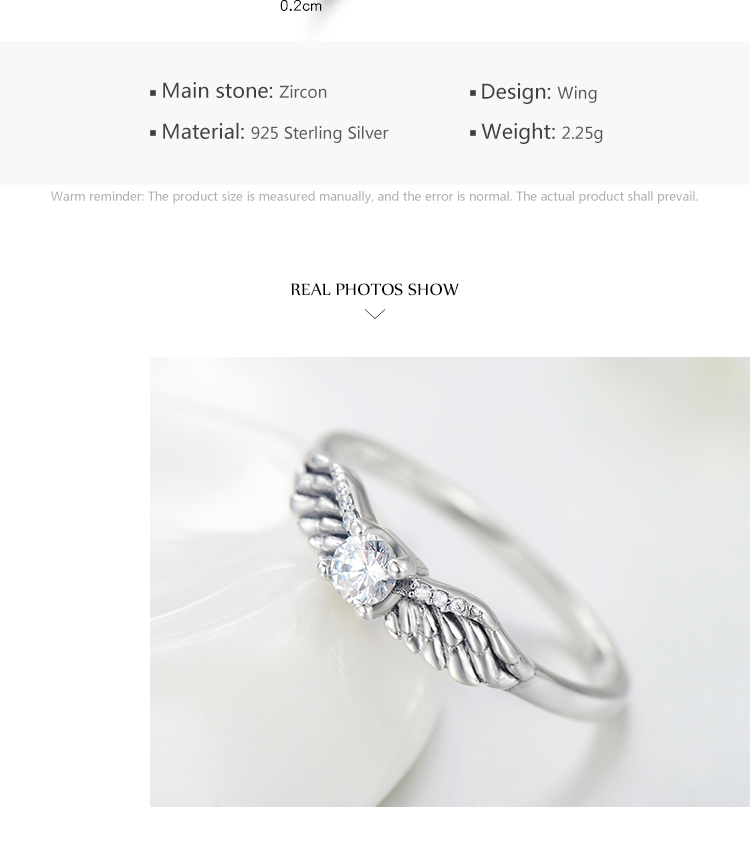 Vintage Style Angel Wings Sterling Silver Plating Inlay Zircon Thai Silver Rings display picture 5