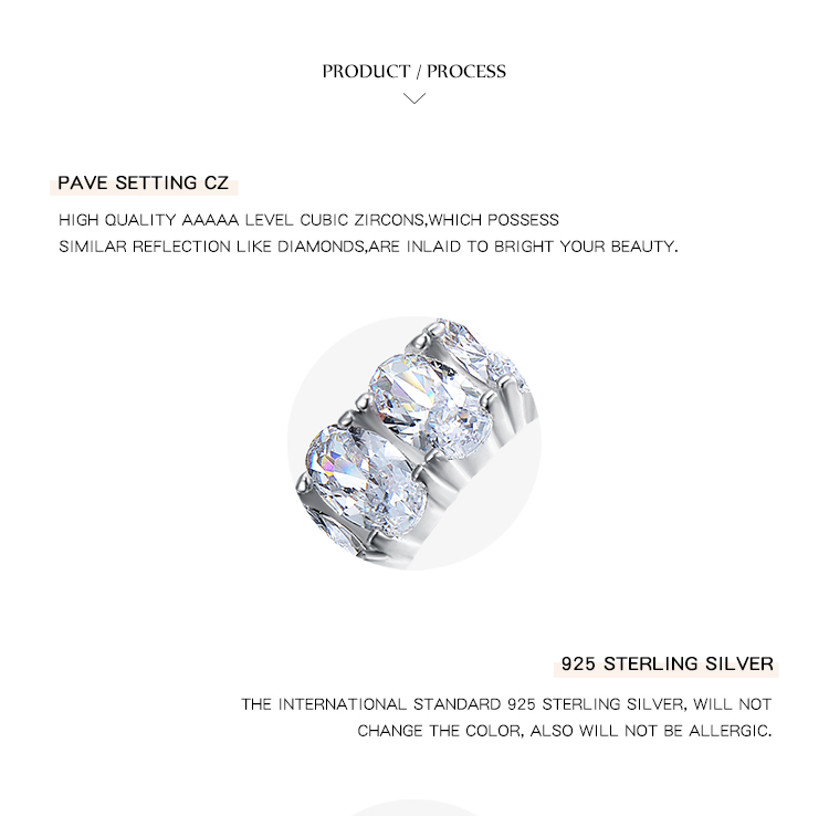 Luxuriöse Ovale Sterling Silber Plating Inlay Zircon Rhodium Plattierte Ringe display picture 2