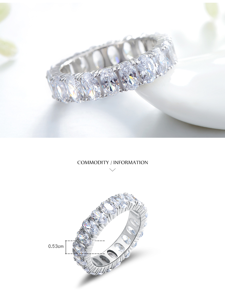 Luxurious Oval Sterling Silver Plating Inlay Zircon Rhodium Plated Rings display picture 4