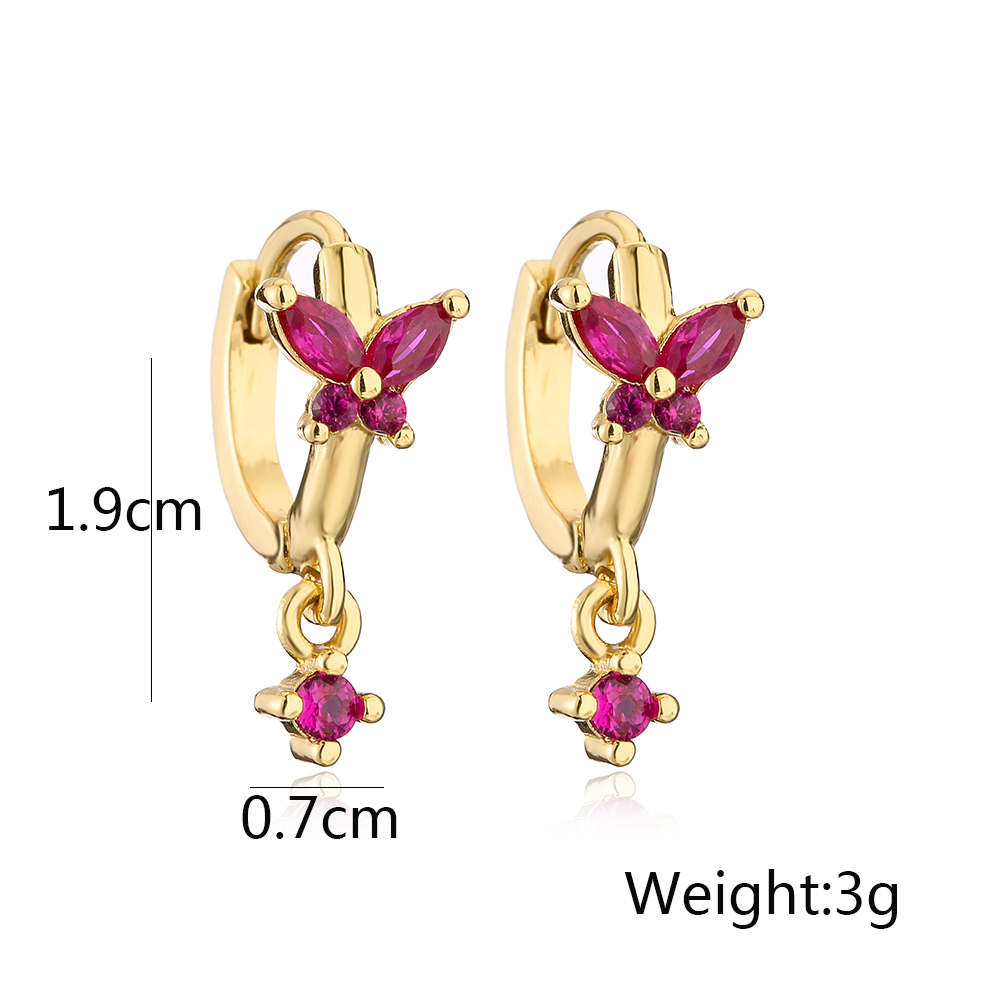 1 Pair Simple Style Commute Butterfly Copper Plating Inlay Zircon 18k Gold Plated Drop Earrings display picture 1