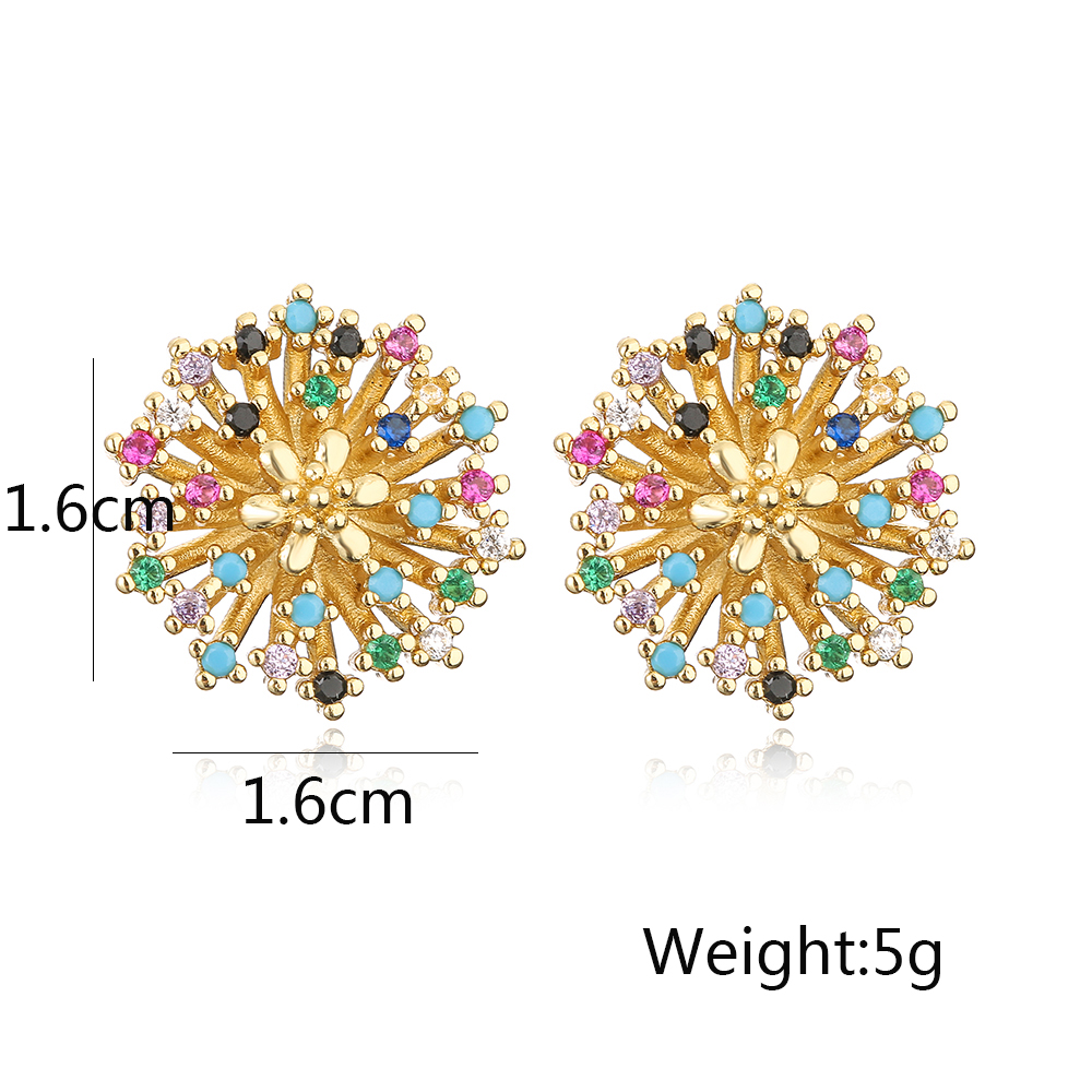 1 Pair Retro Commute Heart Shape Flower Copper Plating Inlay Zircon 18k Gold Plated Ear Studs display picture 1