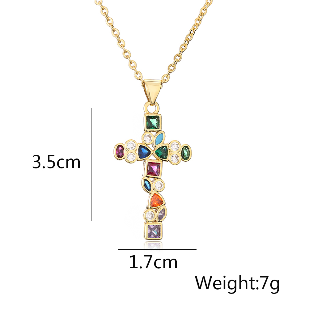 Hip-hop Cross Copper 18k Gold Plated Zircon Pendant Necklace In Bulk display picture 1