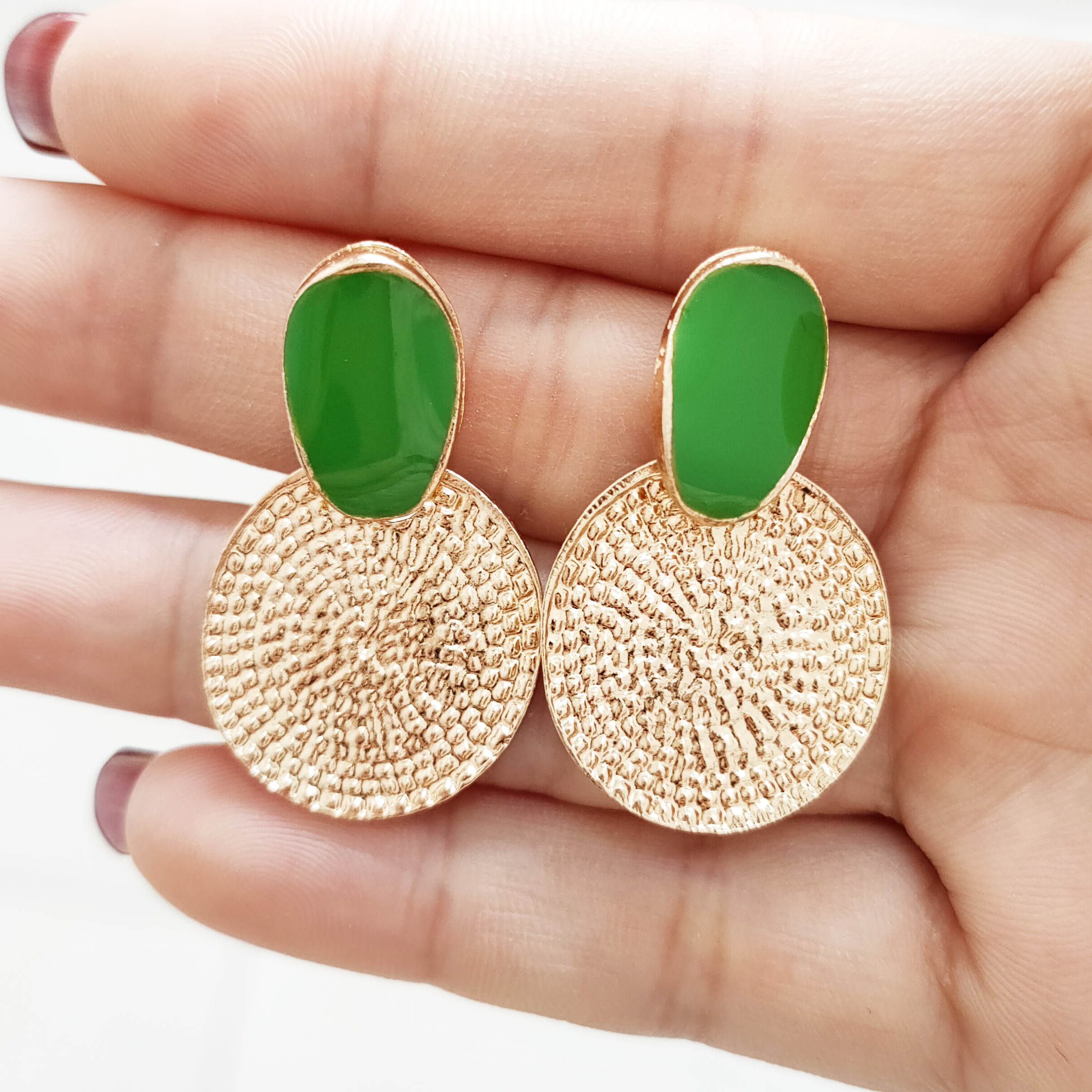 Vintage Style Simple Style Round Alloy Enamel Women's Drop Earrings display picture 2