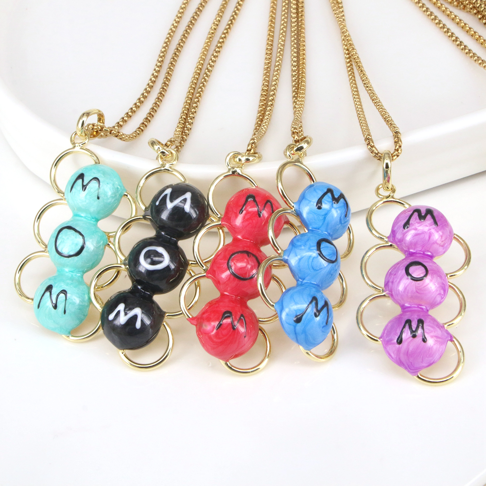 Elegant Mama Geometric Letter Copper Gold Plated Pendant Necklace In Bulk display picture 8
