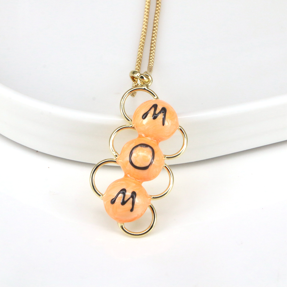 Elegant Mama Geometric Letter Copper Gold Plated Pendant Necklace In Bulk display picture 12