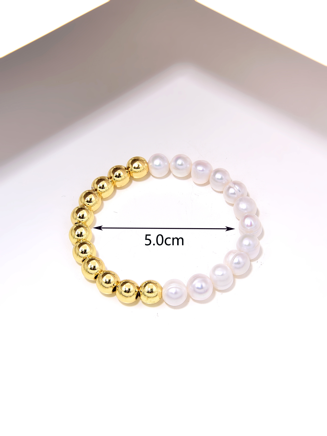 Elegant Classic Style Round Freshwater Pearl Copper Beaded Handmade Plating Gold Plated Bracelets display picture 2