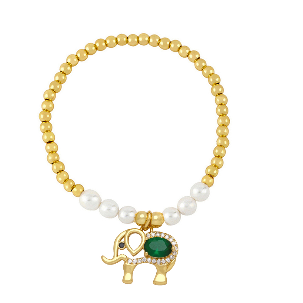 Artístico Brillante Animal Elefante Perla De Imitación Cobre Circón Pulsera Al Por Mayor display picture 3