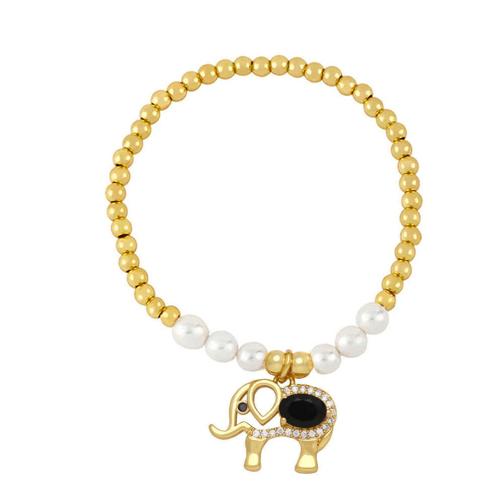 Artístico Brillante Animal Elefante Perla De Imitación Cobre Circón Pulsera Al Por Mayor display picture 8